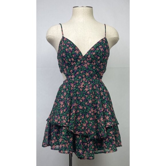 Floral Romper Shorts Womens Size XS Mahina Hawaii Floral Print Chiffon Backless - Picture 6 of 12